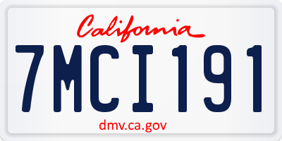 CA license plate 7MCI191
