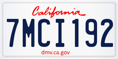 CA license plate 7MCI192