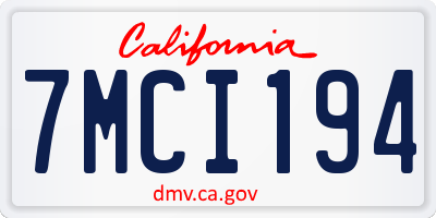 CA license plate 7MCI194