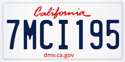 CA license plate 7MCI195