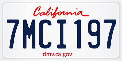 CA license plate 7MCI197