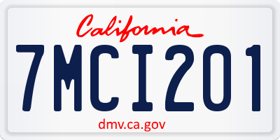 CA license plate 7MCI201