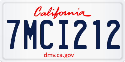 CA license plate 7MCI212