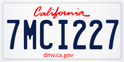 CA license plate 7MCI227