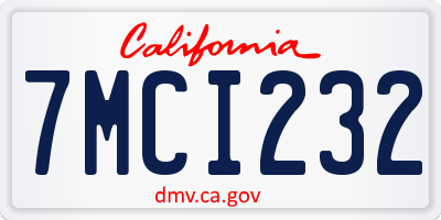 CA license plate 7MCI232