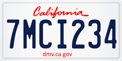 CA license plate 7MCI234
