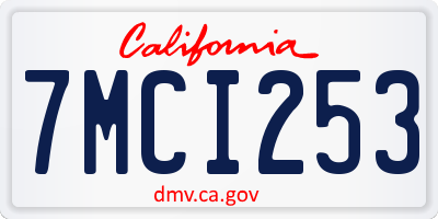 CA license plate 7MCI253