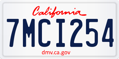 CA license plate 7MCI254