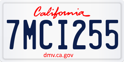 CA license plate 7MCI255