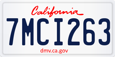 CA license plate 7MCI263