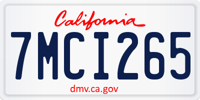 CA license plate 7MCI265