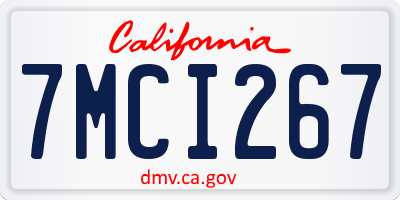 CA license plate 7MCI267