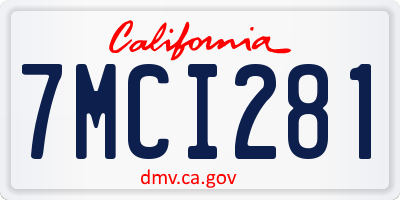 CA license plate 7MCI281