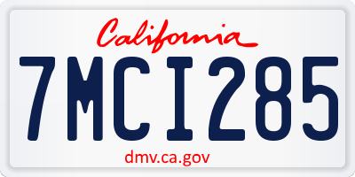 CA license plate 7MCI285