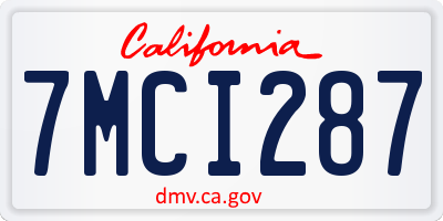 CA license plate 7MCI287