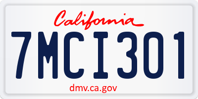 CA license plate 7MCI301