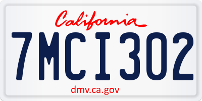 CA license plate 7MCI302