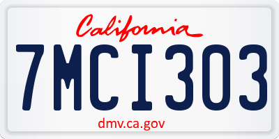 CA license plate 7MCI303