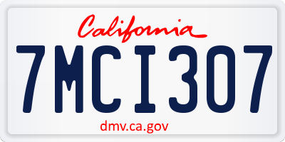 CA license plate 7MCI307