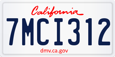 CA license plate 7MCI312
