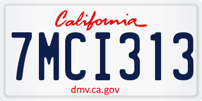 CA license plate 7MCI313