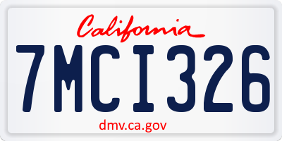 CA license plate 7MCI326