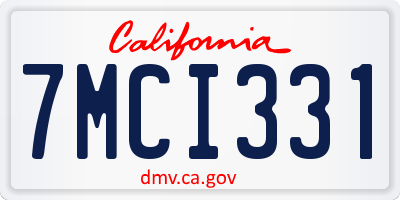 CA license plate 7MCI331