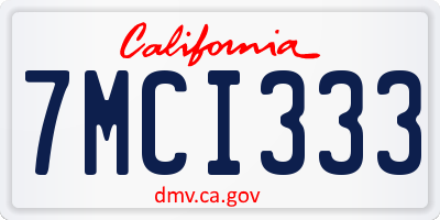 CA license plate 7MCI333