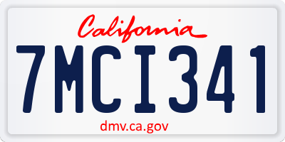CA license plate 7MCI341