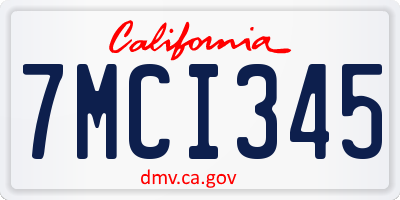 CA license plate 7MCI345