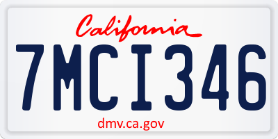 CA license plate 7MCI346