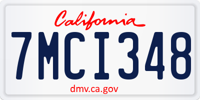 CA license plate 7MCI348