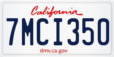 CA license plate 7MCI350