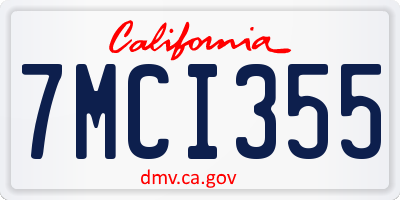 CA license plate 7MCI355