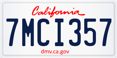 CA license plate 7MCI357