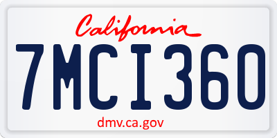 CA license plate 7MCI360