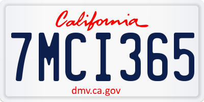 CA license plate 7MCI365