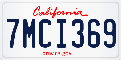 CA license plate 7MCI369