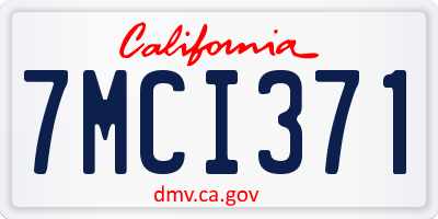 CA license plate 7MCI371