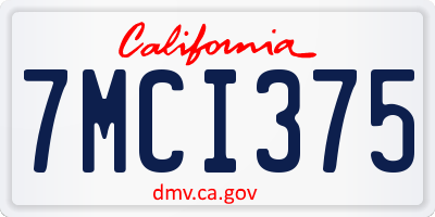 CA license plate 7MCI375