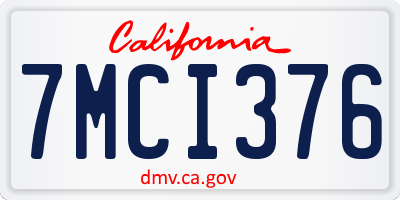 CA license plate 7MCI376