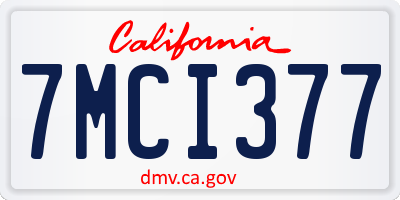 CA license plate 7MCI377