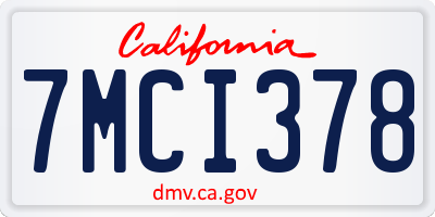 CA license plate 7MCI378