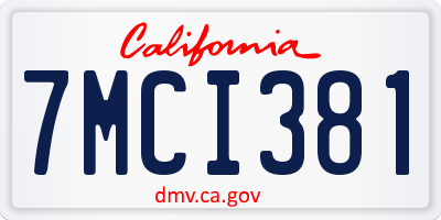 CA license plate 7MCI381