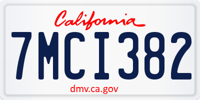 CA license plate 7MCI382