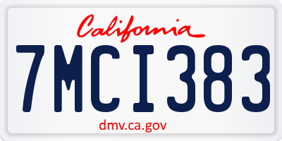 CA license plate 7MCI383