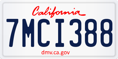 CA license plate 7MCI388