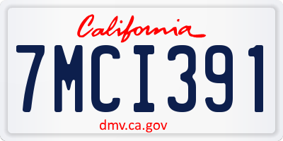 CA license plate 7MCI391