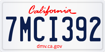 CA license plate 7MCI392