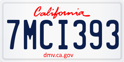 CA license plate 7MCI393
